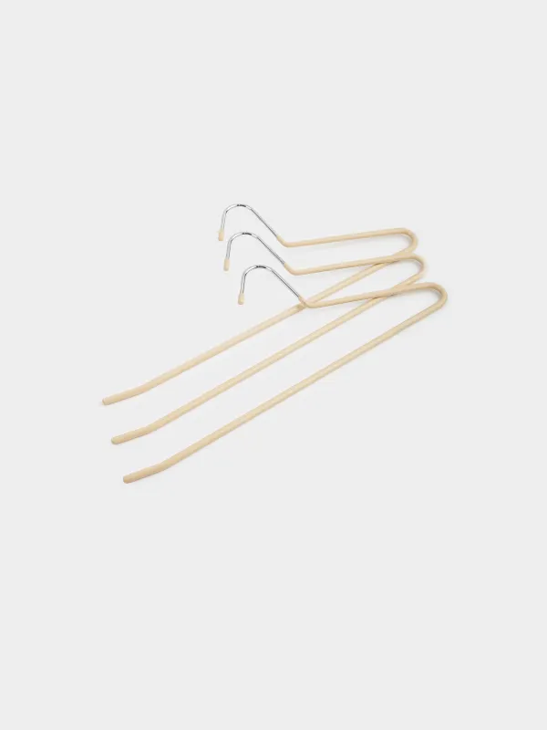Hanger for trousers/skirts, 36 cm, 3 pcs, metal coated, beige, Colorful house, image-3