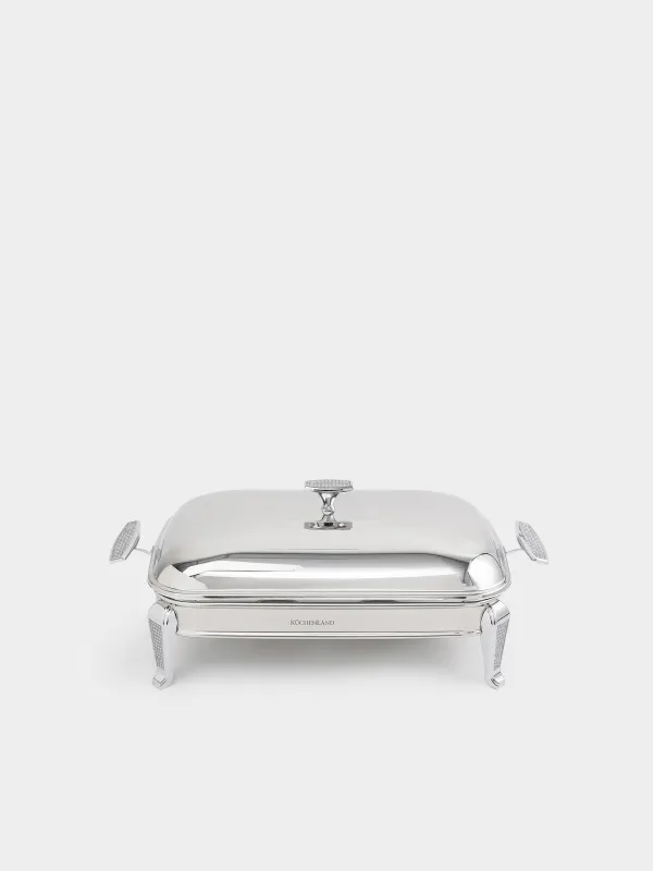 Chafing dish, 49x26x18 cm, with lid, rectangular, glass T / steel, Winter antarctica, image-0