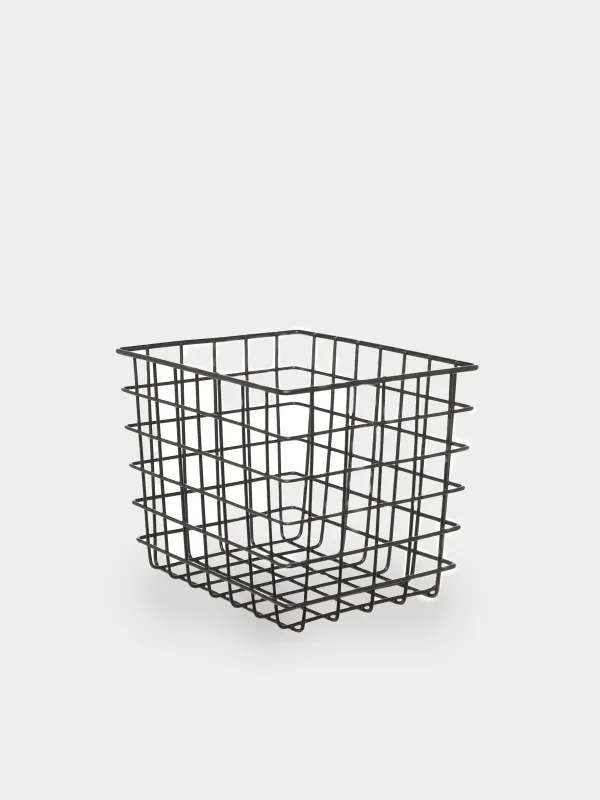 Storage basket, 16x13x13 cm, metal, rectangular, black, Twist black, image-1