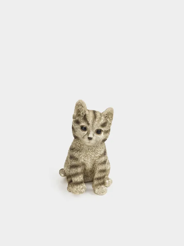 Statuette, 11 cm, polyresin, Champagne, Kitten sitting, Cat, image-1