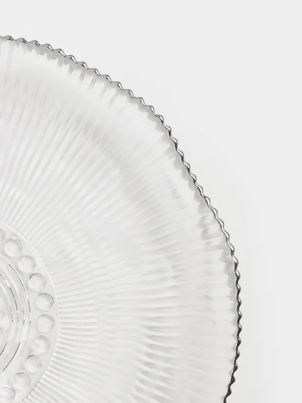 Snack plate, 21 cm, glass R, with silver edging, Argos silver, image-2