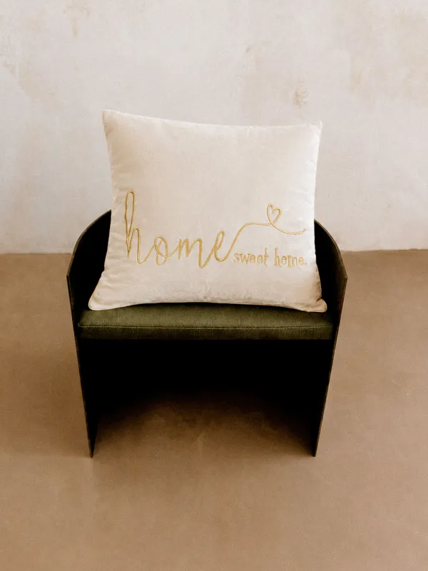Decorative pillow, 45x45, corduroy, gray-brown, Sweet home, Scroll, image-2