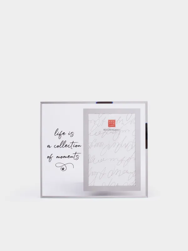 Photo frame, 19x21 cm, with passepartout, glass, Life is a collection of moments, Glossy, image-1