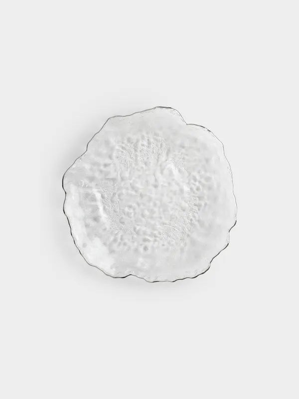 Dish, 30 cm, glass, with silver edging, Nautilus silver, image-0