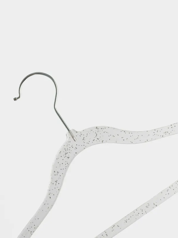 Hanger-hangers, 30 cm, 3 pcs, children's, plastic, transparent with silver sequins, Shimmer, image-2