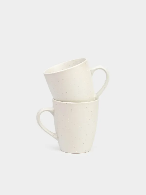 Mug, 400 ml, 2 pcs, ceramic, milk, speckled, Particle, image-0