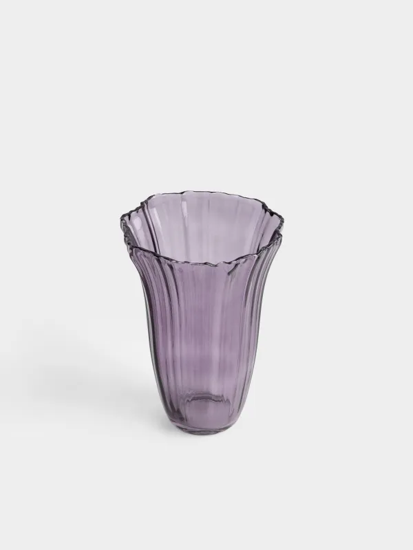 Flower vase, 25 cm, glass, purple, Ribedic, image-1
