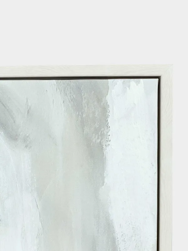 Framed painting, 80x120 cm, canvas, white and beige, Strokes, Abstract, image-2