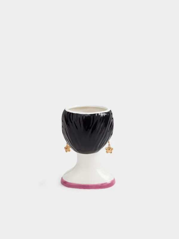 Cosmetic brush stand, 14 cm, ceramic, Girl with Earrings, Girls, image-2