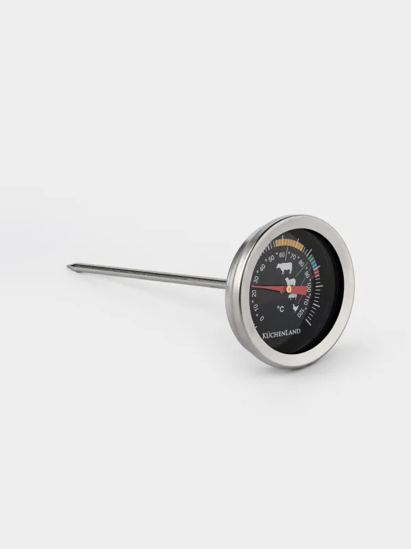 Food thermometer, 12.5 cm, for meat dishes, steel, BBQ, image-1