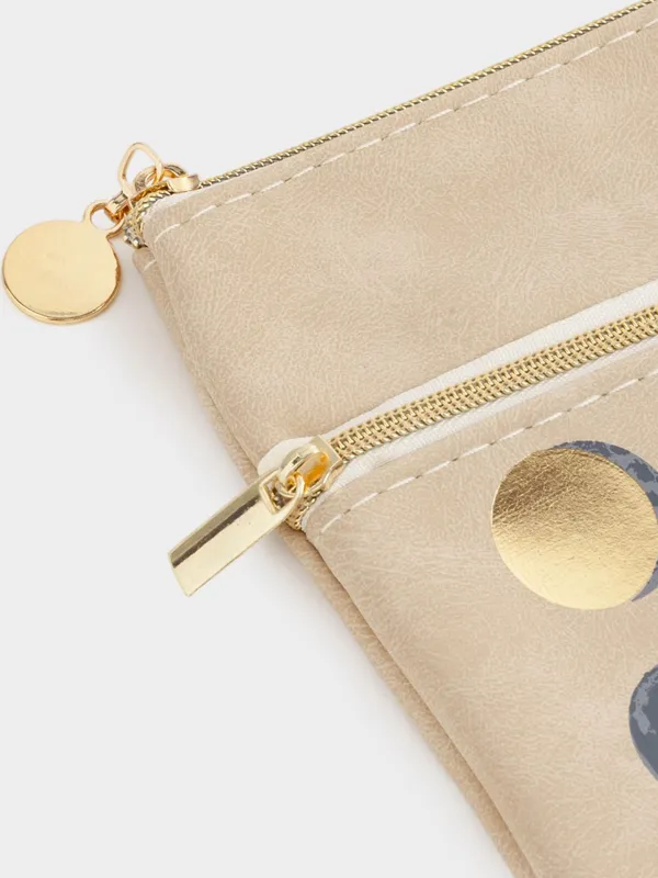 Pencil case, 21x14 cm, 2 compartments, polyurethane, silver, Moon, Eclipse, image-3