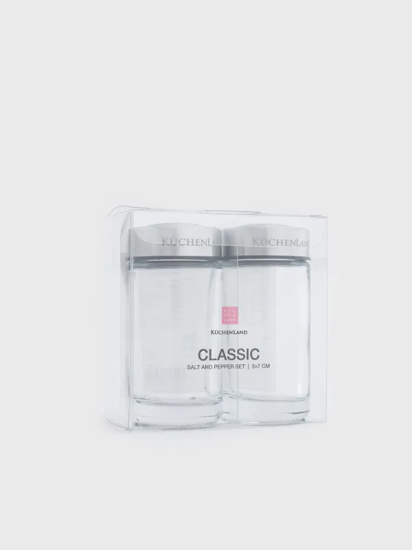 Salt and pepper set, 7 cm, glass/steel, Classic, image-3