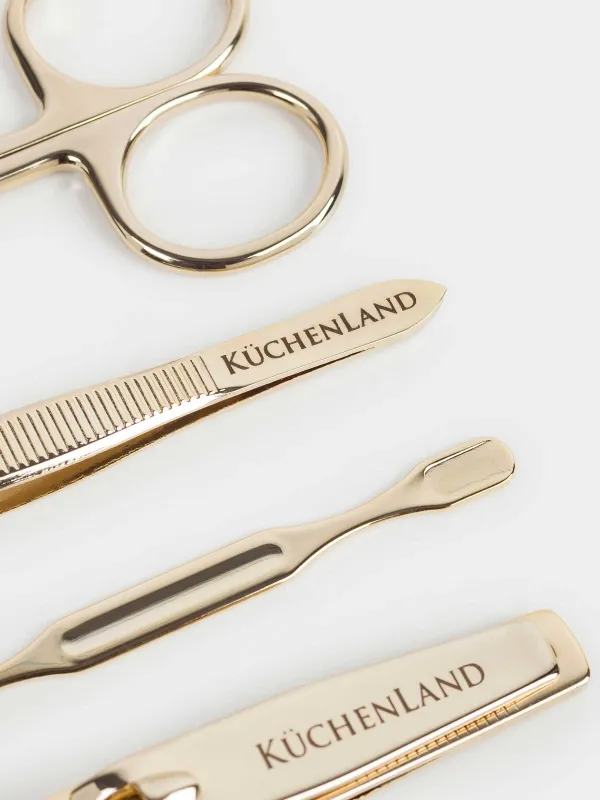 Manicure set, 5 items, steel, golden, Manicure gold, image-4