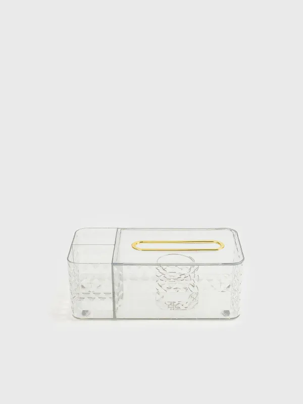 Paper napkin box, 24x12 cm, with organizer, with sitemsing, plastic / metal, Kandy, image-0