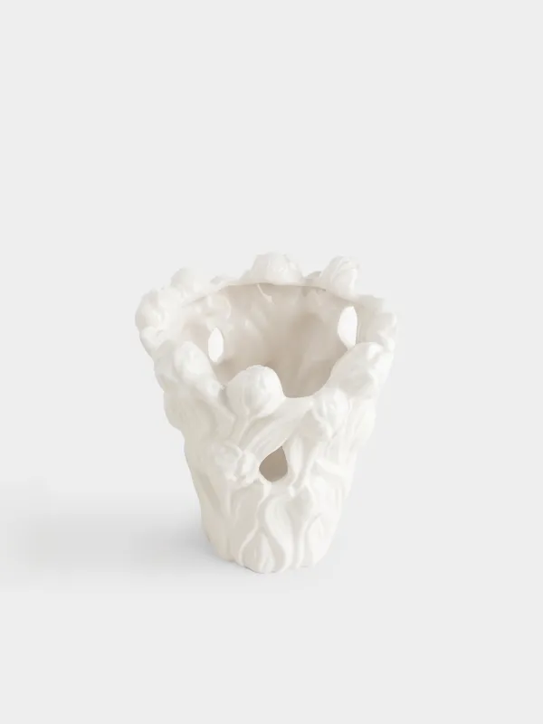Flower vase, 25 cm, decorative, ceramic, white, Tulips, Tulip, image-1