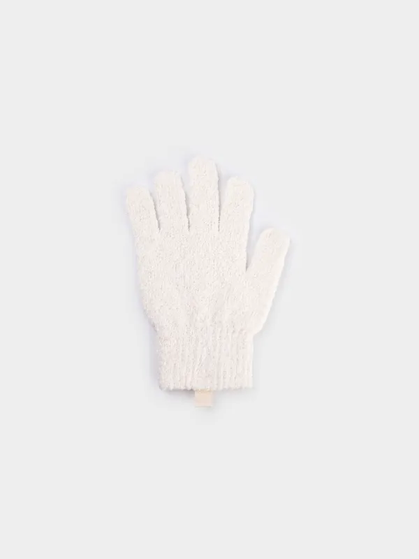 Body wash glove, 21 cm, 2 pcs, exfoliating, polyester, milk, Unique spa, image-1