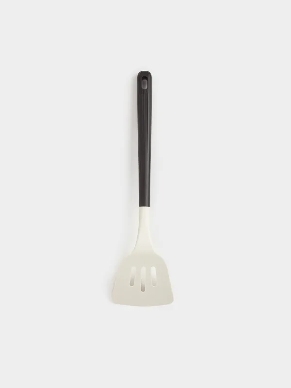 Spatula, 32 cm, with slits, silicone / plastic, beige-black, Service, image-1