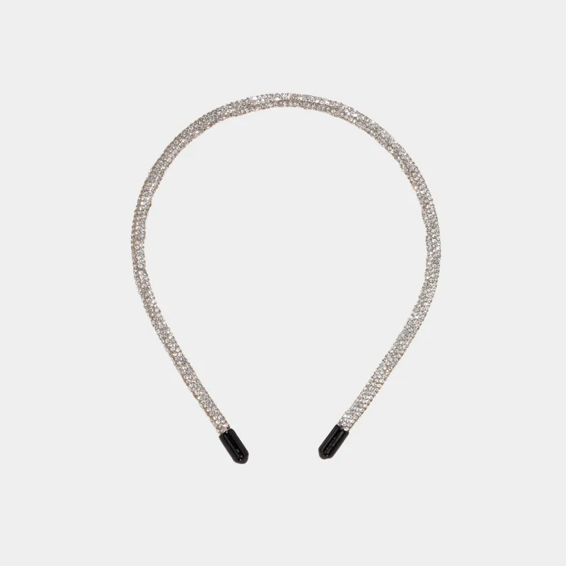 Hair band, 12x14 cm, plastic, silver, Crystals, Jewelry crystal