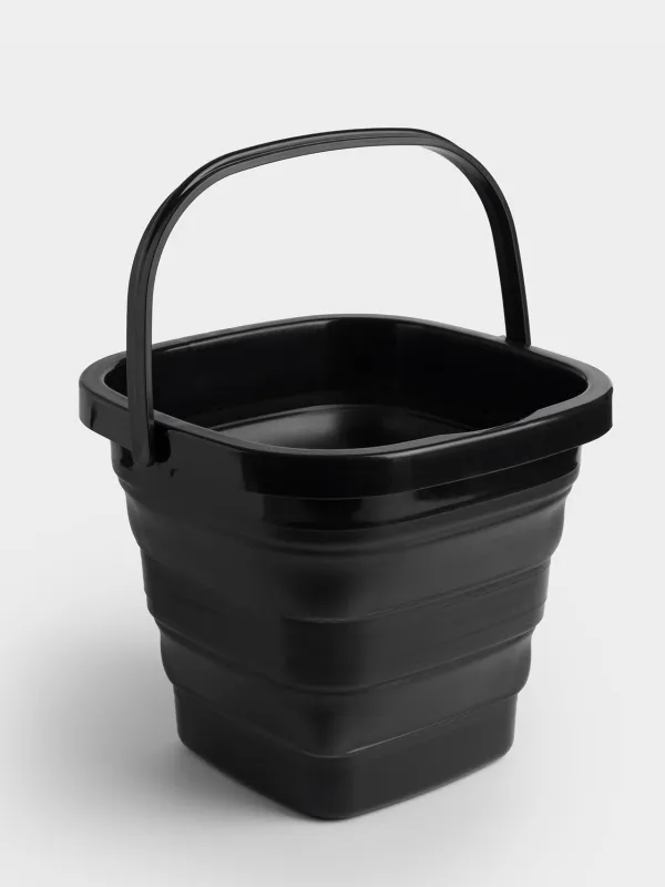Folding bucket, 5 l, plastic/rubber, square, black, Foldaway black, image-2