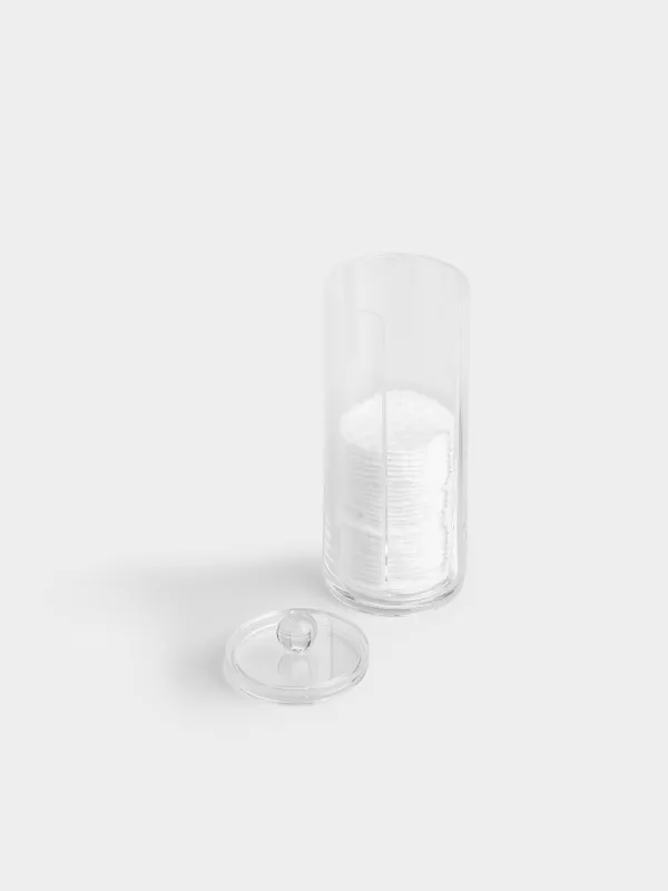 Cotton pad container, 20x7 cm, with lid, plastic, Basic, image-1