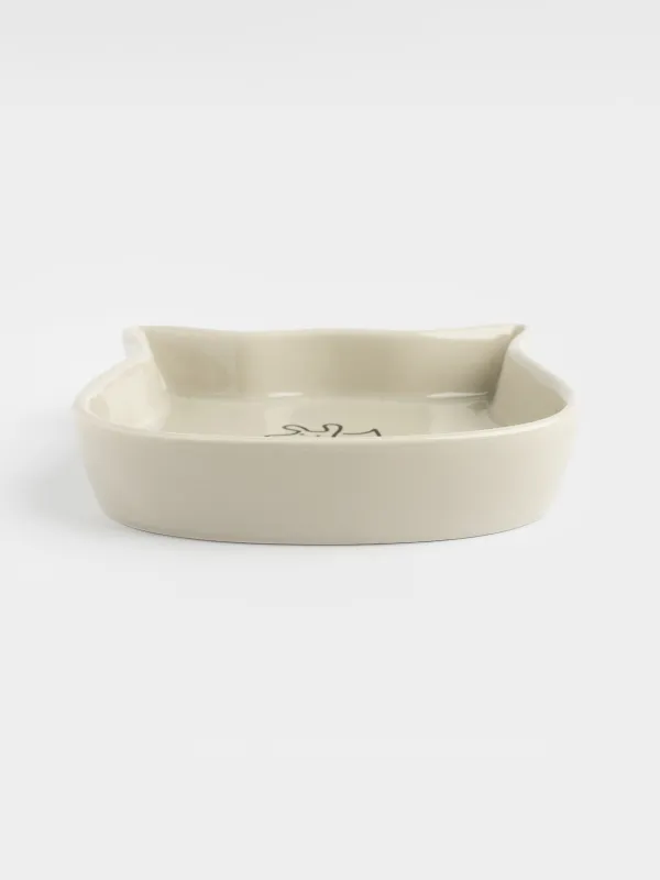 Pet bowl, 15x14 cm, 250 ml, ceramic, grey, Cat, Whiskers, image-3