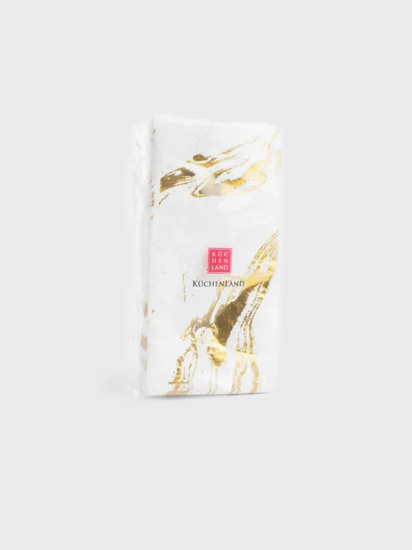 Paper napkins, 33x33 cm, 20 pcs, rectangular, white, Golden marble, Maniera, image-3
