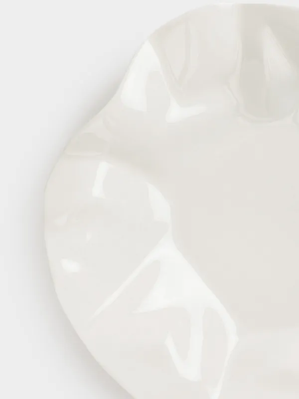 Dinner plate, 25 cm, porcelain N, milk, Crumpled effect, Crumple, image-2