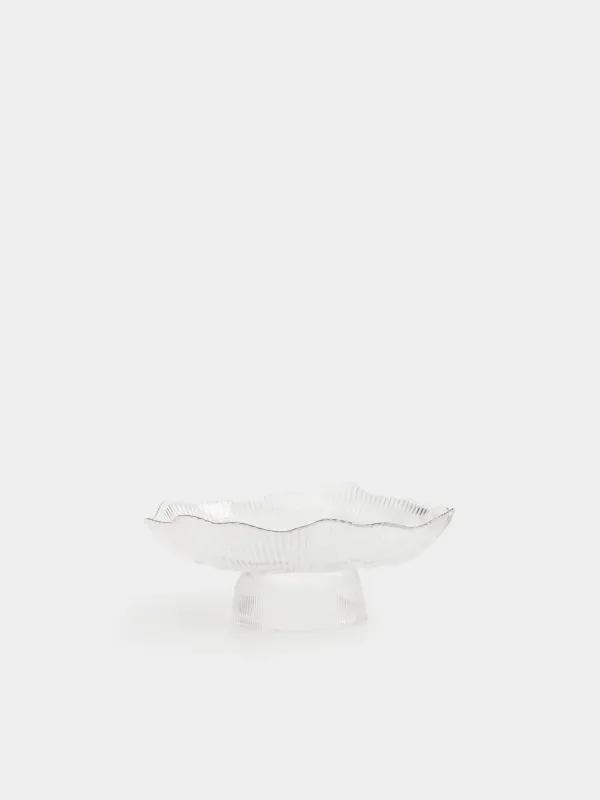 Dish on a leg, 23x9 cm, glass R, with silver edging, Argos silver, image-0
