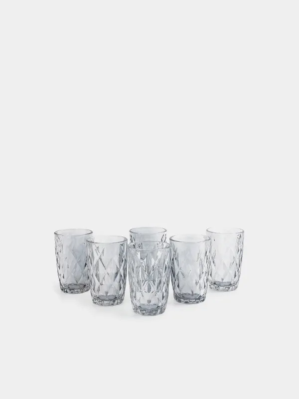 Glass, 12 cm, 340 ml, 6 pcs, glass R, gray, Rhomb color, image-0