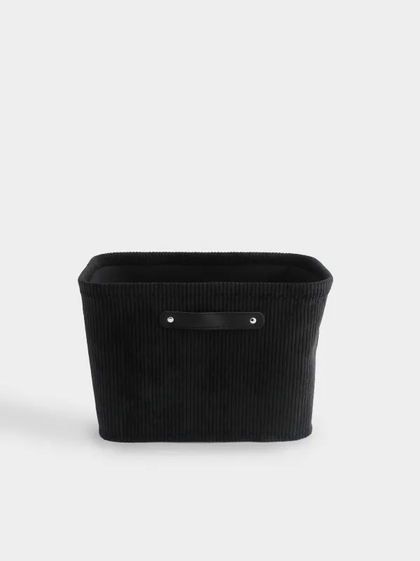 Laundry basket, 38x26x25 cm, with handles, polyester, rectangular, black, Black style, image-0