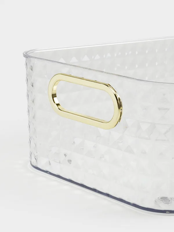 Organizer box, 27x21x10 cm, household, with gold handles, plastic, Kandy, image-3