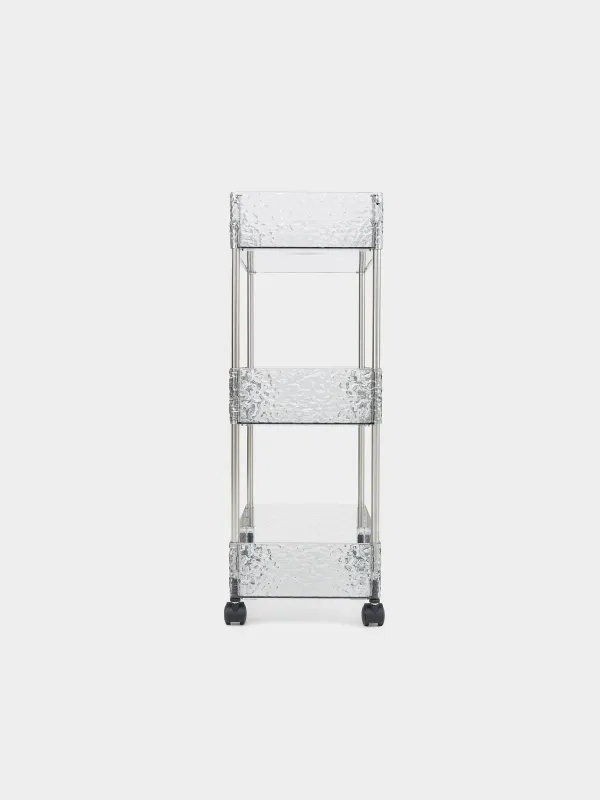 Bookcase, 3-tier, 40x22x63 cm, on wheels, with baskets, plastic, gray, Renaissance clear, image-1