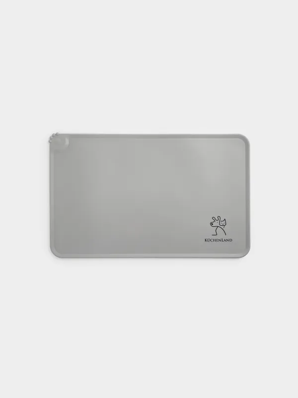 Pet bowl mat, 48x30 cm, silicone, grey-beige, Favorite pet, image-0