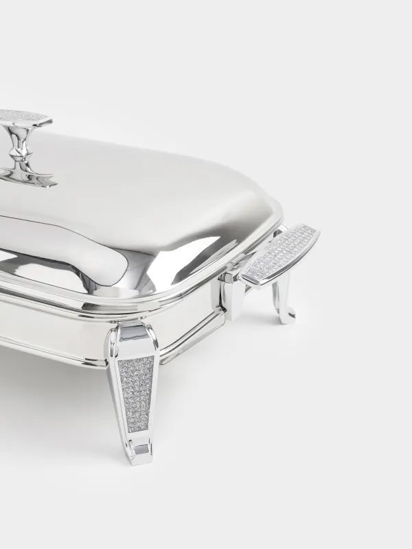 Chafing dish, 49x26x18 cm, with lid, rectangular, glass T / steel, Winter antarctica, image-2