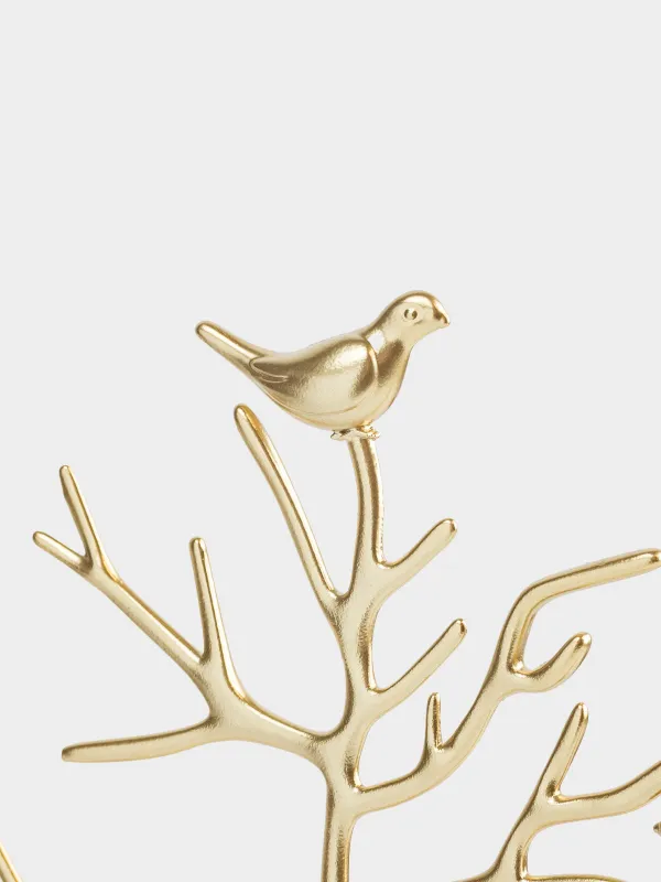 Jewelry holder, 30 cm, metal, gold, Wood with birds, Magic tree, image-5