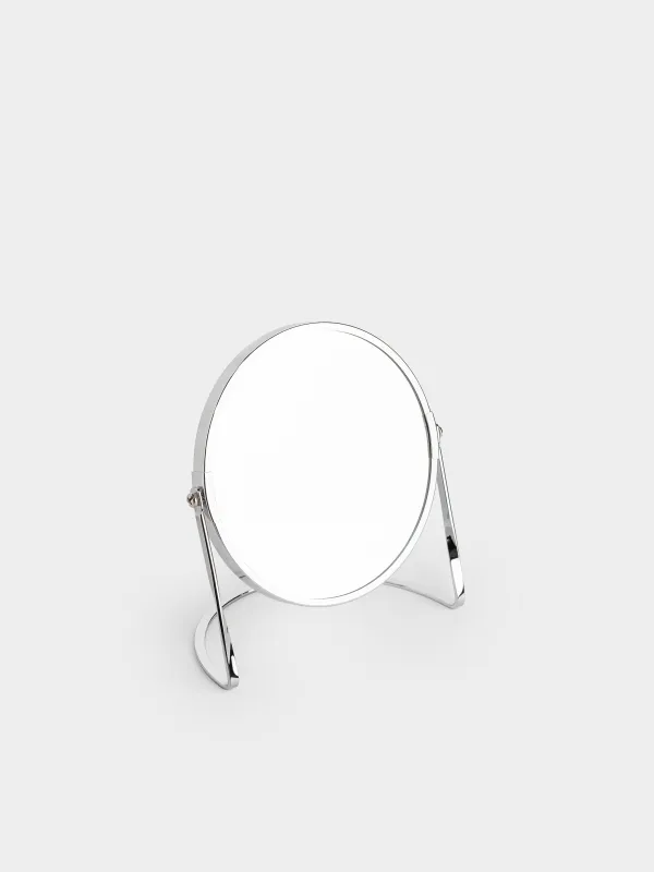 Table mirror, 20x17 cm, double-sided, metal, round, Fantastic, image-0