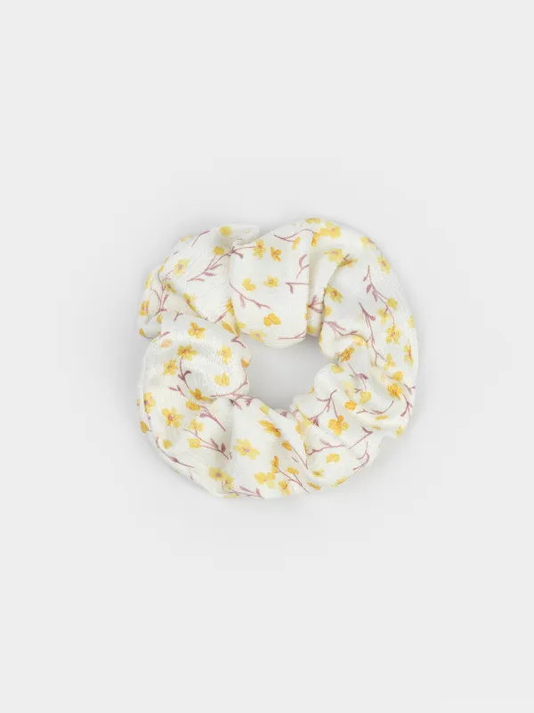 Hair tie, 10 cm, polyester, Yellow flowers, Hair flowers, image-0