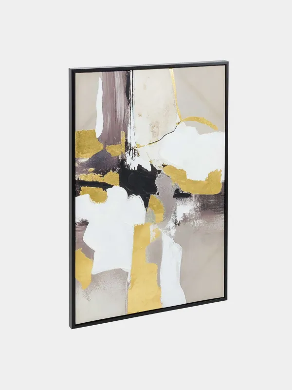 Framed painting, 80x120 cm, golden grey canvas, Abstract, image-1