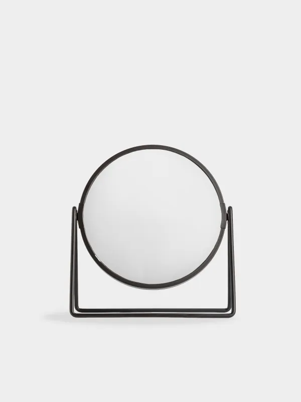 Table mirror, 20 cm, double-sided, metal, round, Black, Graphic, image-4