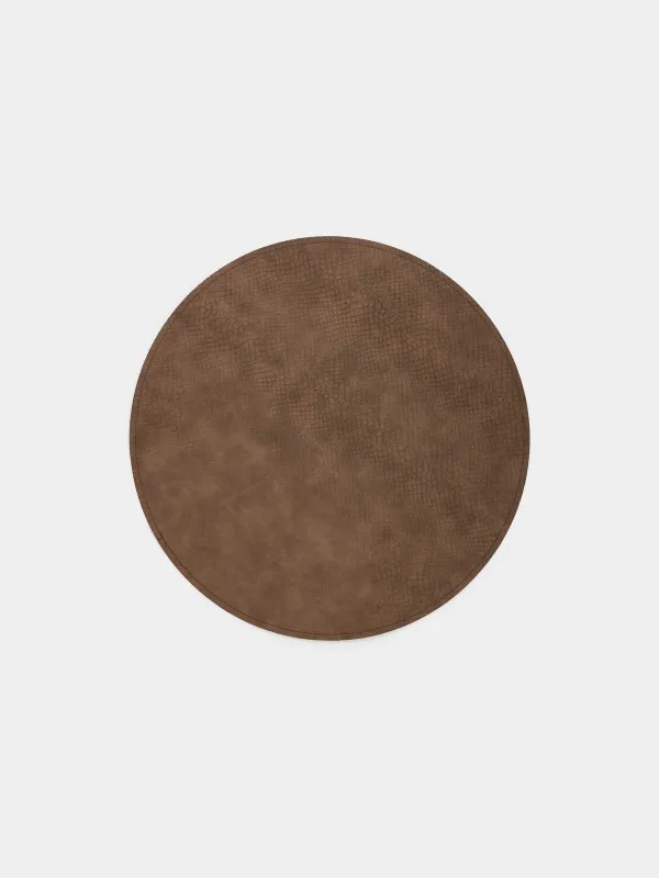 Placemat, 38 cm, double-sided, PVC, round, green/brown, Snake scales, Rock, image-1