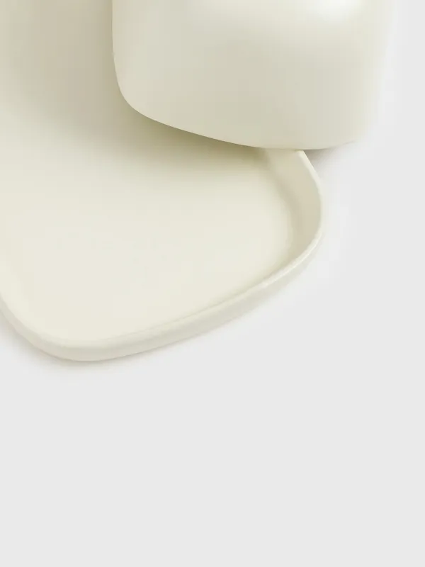 Butter dish, 18 cm, ceramic, rectangular, beige, Laneri, image-2