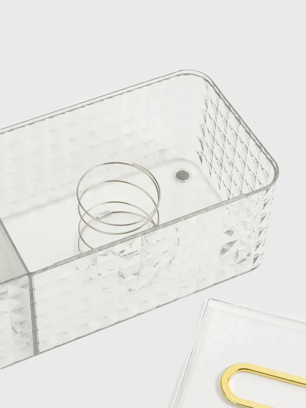 Paper napkin box, 24x12 cm, with organizer, with sitemsing, plastic / metal, Kandy, image-3
