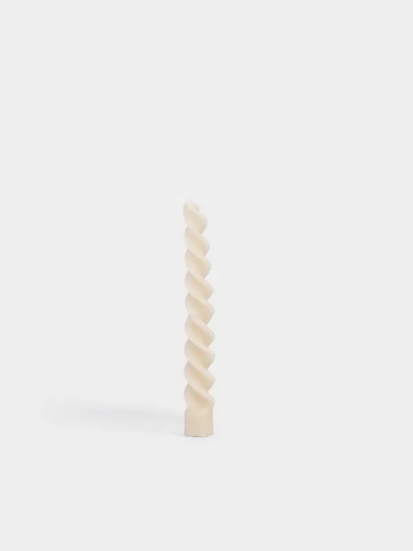 Candle, 20 cm, thin, beige, Spiral, Spiral shape, image-0