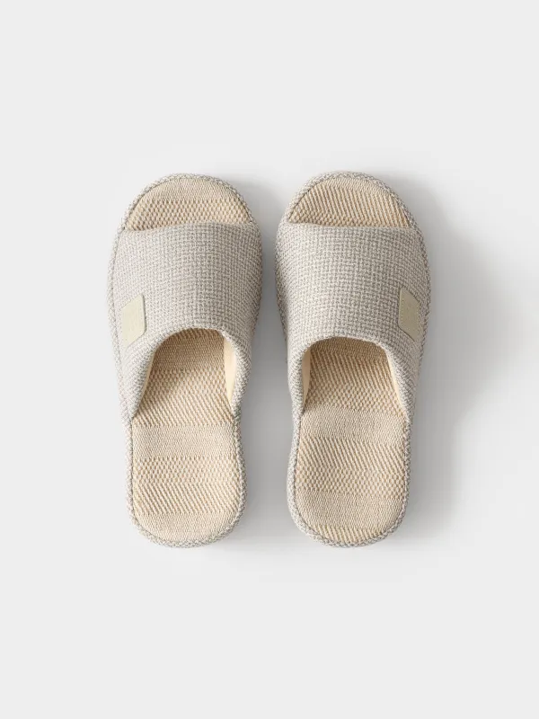 Women's slippers, homewear, size 36-37, polyester, light gray, Serious, image-1