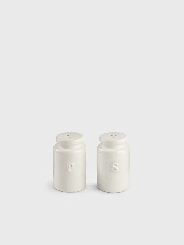 Salt and pepper set, 8 cm, ceramic, milky beige, speckled, Ceramo speckled, image-0
