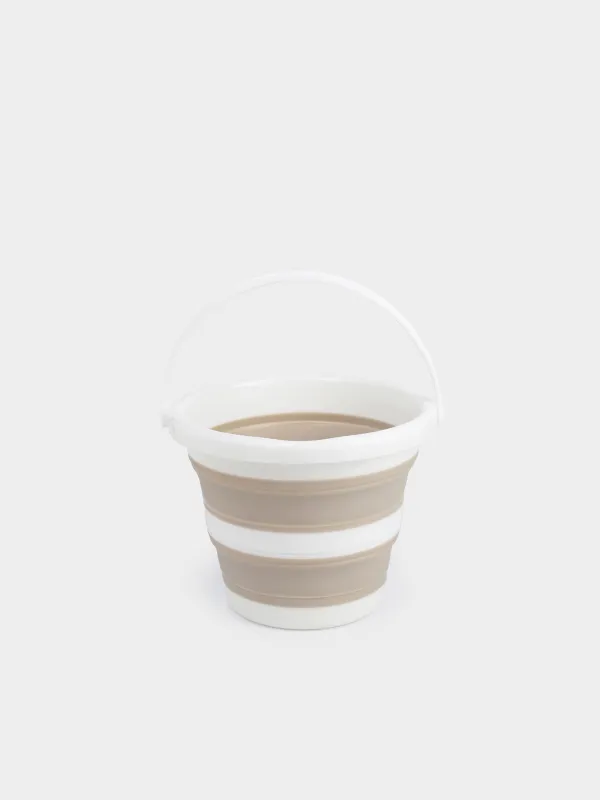 Foldable bucket, 5 l, plastic / rubber, grey-beige, Foldaway, image-0