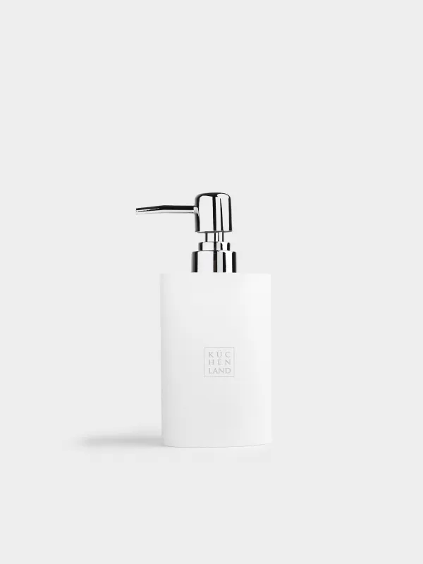 Liquid soap dispenser, 300 ml, polyresin / metal, white, Vesta, image-1
