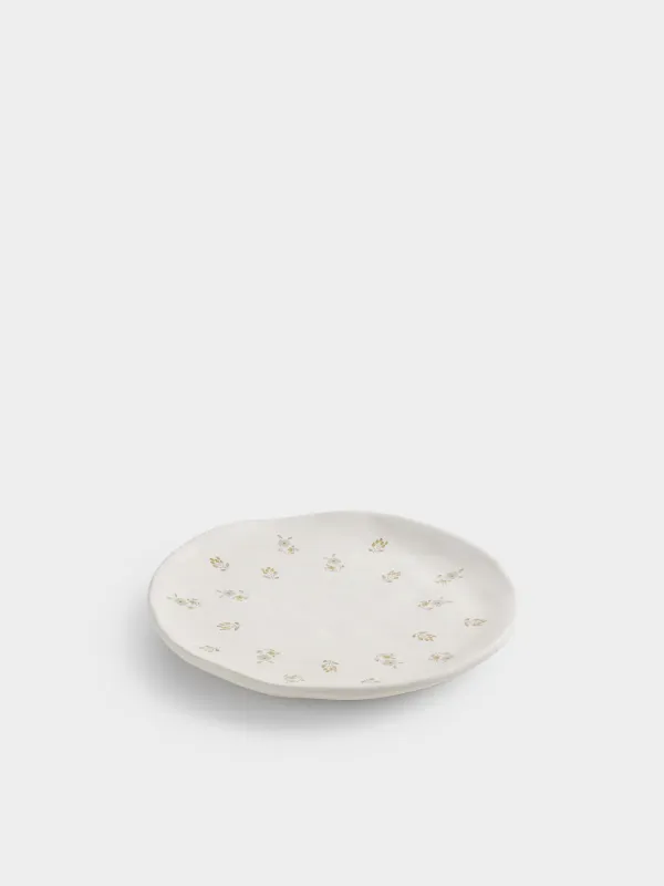 Dish, 23 cm, ceramic, milk, Vintage flowers, La flore, image-1