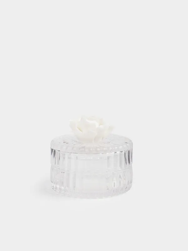 Storage container, 8x9 cm 150 ml, glass / porcelain P, Flower, Rose, image-0