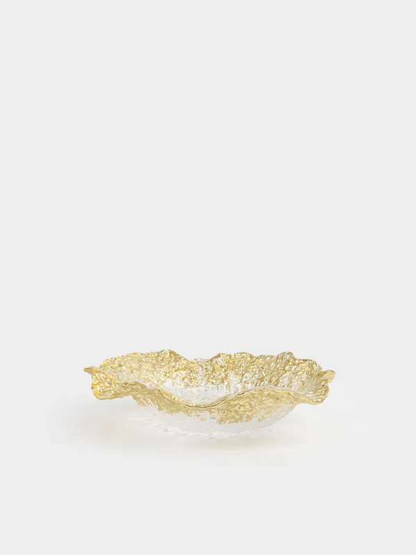Fruit vase, 28x7 cm, glass R, champagne, Wavy edges, Felsen, image-0